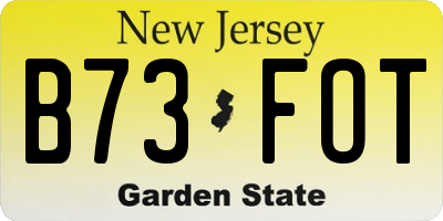 NJ license plate B73FOT