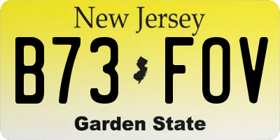 NJ license plate B73FOV