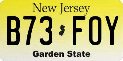 NJ license plate B73FOY