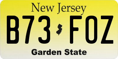 NJ license plate B73FOZ