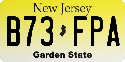 NJ license plate B73FPA