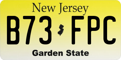 NJ license plate B73FPC