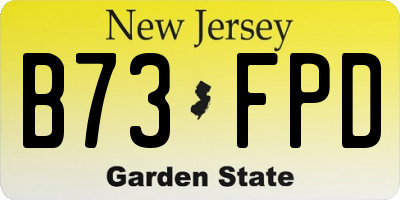 NJ license plate B73FPD
