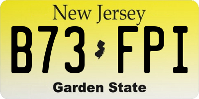 NJ license plate B73FPI