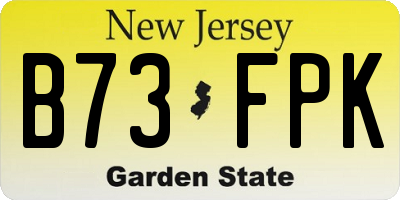 NJ license plate B73FPK