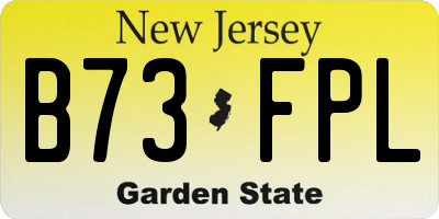 NJ license plate B73FPL