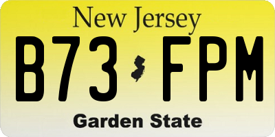 NJ license plate B73FPM