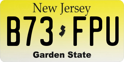NJ license plate B73FPU