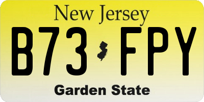 NJ license plate B73FPY