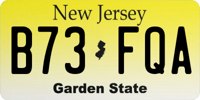 NJ license plate B73FQA