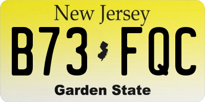 NJ license plate B73FQC
