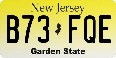 NJ license plate B73FQE