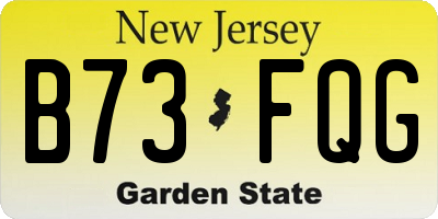 NJ license plate B73FQG