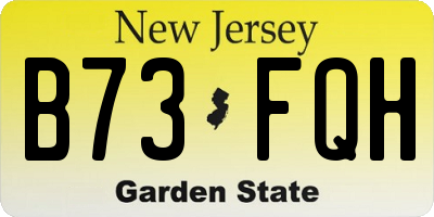 NJ license plate B73FQH
