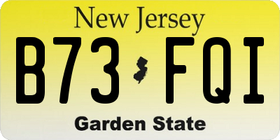 NJ license plate B73FQI