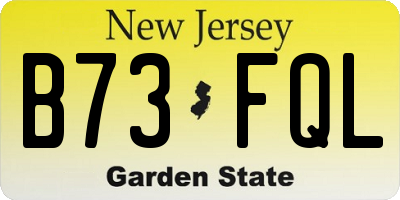 NJ license plate B73FQL