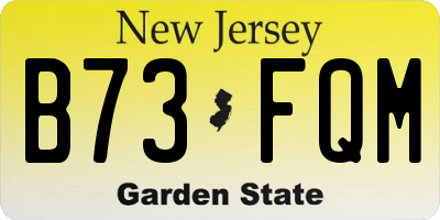 NJ license plate B73FQM