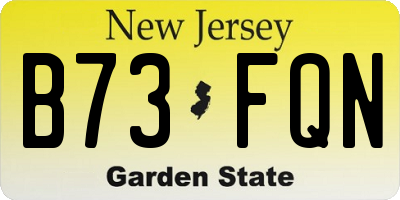 NJ license plate B73FQN