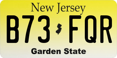 NJ license plate B73FQR