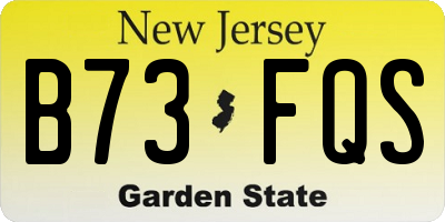 NJ license plate B73FQS