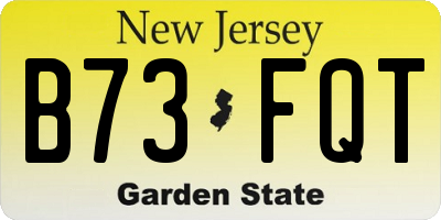 NJ license plate B73FQT