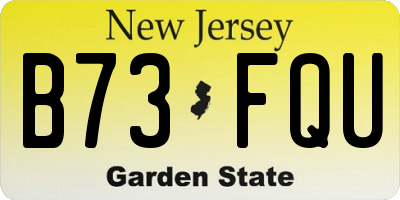 NJ license plate B73FQU