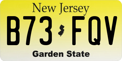 NJ license plate B73FQV