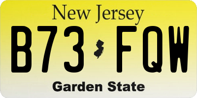 NJ license plate B73FQW