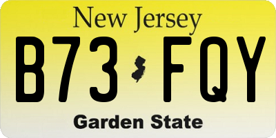 NJ license plate B73FQY
