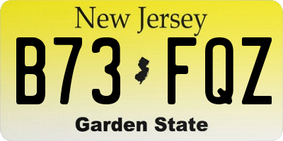 NJ license plate B73FQZ