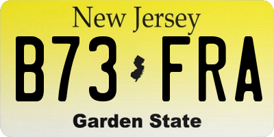 NJ license plate B73FRA