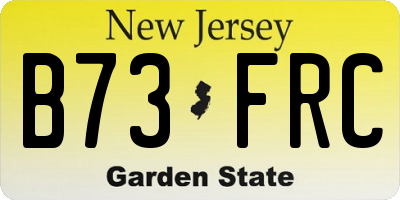 NJ license plate B73FRC