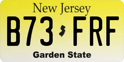 NJ license plate B73FRF