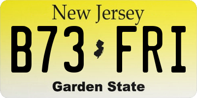 NJ license plate B73FRI