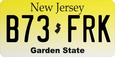 NJ license plate B73FRK