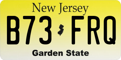 NJ license plate B73FRQ