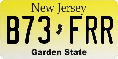 NJ license plate B73FRR