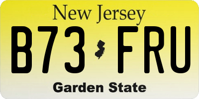 NJ license plate B73FRU