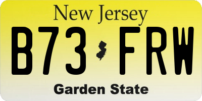 NJ license plate B73FRW