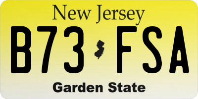 NJ license plate B73FSA