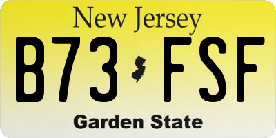NJ license plate B73FSF