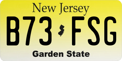 NJ license plate B73FSG