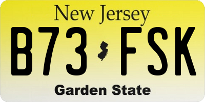 NJ license plate B73FSK