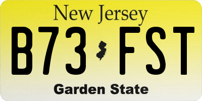 NJ license plate B73FST