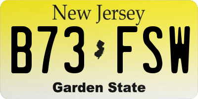 NJ license plate B73FSW