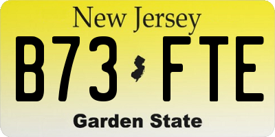 NJ license plate B73FTE