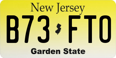 NJ license plate B73FTO