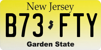 NJ license plate B73FTY