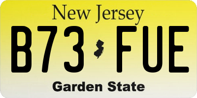 NJ license plate B73FUE