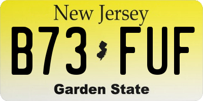 NJ license plate B73FUF
